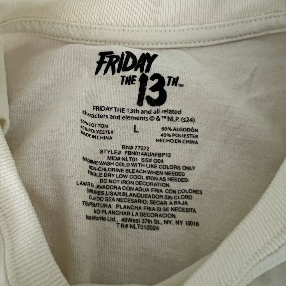 New Friday The 13th Jason Mask Mens White Vintage Throwback T-Shirt Large - Picture 5 of 8